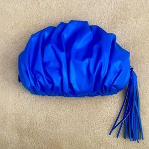 NWT! Rebecca Minkoff Ruched Clutch in Cyan Blue